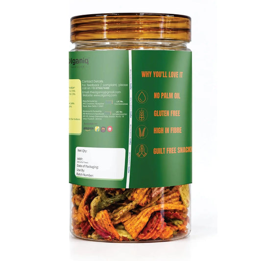 Olganiq Crispy Mix Veg Chips | Healthy & Tasty Vegetable Snack | Real Vegetables | No Artificial Colors | Gluten Free | High in Fibre