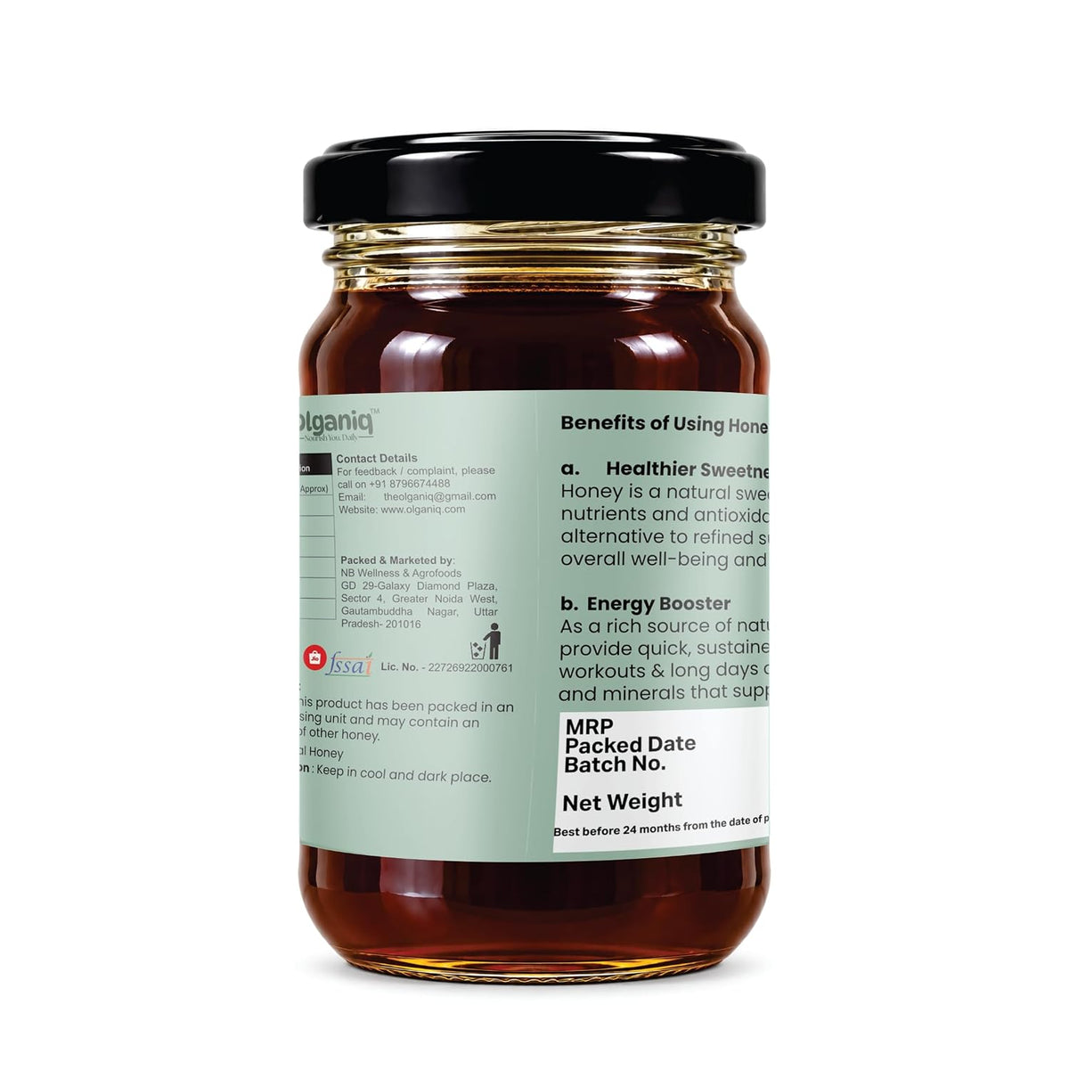 Olganiq Tulsi Honey | 500gm | Raw & Unprocessed | Sugar Replacement Olganiq