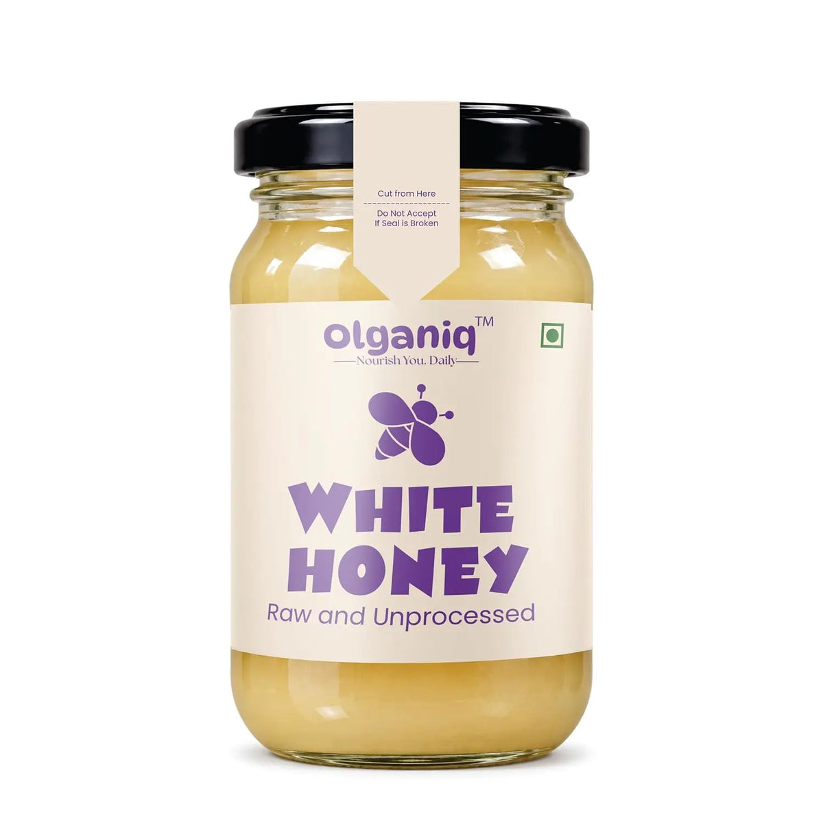 Olganiq White Honey 500gm | Kashmiri White Honey | 100% Natural, Pure, and Unadulterated | Thick, Rich, and Light Golden Color | Sourced from Kashmiri Valleys