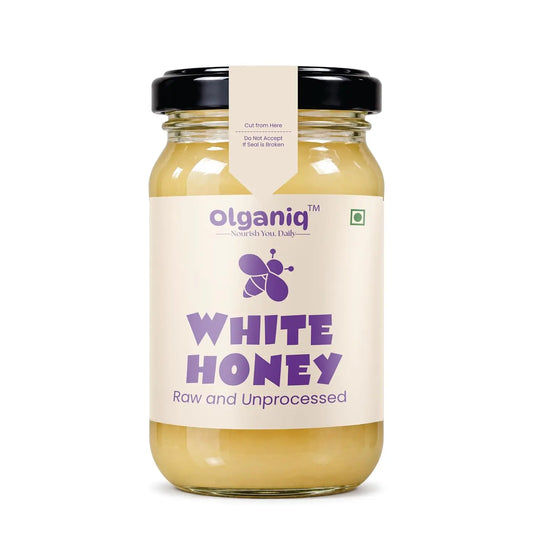 Olganiq White Honey 500gm | Kashmiri White Honey | 100% Natural, Pure, and Unadulterated | Thick, Rich, and Light Golden Color | Sourced from Kashmiri Valleys