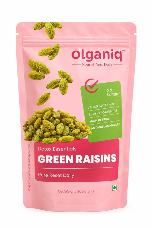 Olganiq Premium Seedless Green Raisins 200g | Quality Kishmish/Kismis | Dry Fruits, Healthy Snacks | Rich in Iron & Vitamin B | Antioxidant Rich | Healthy