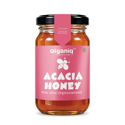 Olganiq Acacia Honey, Raw and Unprocessed | Natural Taste | No Sugar & No Preservative | Smell of Kashmiri Flowers Olganiq