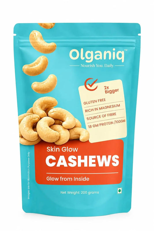 Olganiq Whole Cashews | 200gm | Grade W240 Kaju Nuts | Gluten-Free & Plant Based Protein | Firm Texture, Rich Taste | Healthy Snack