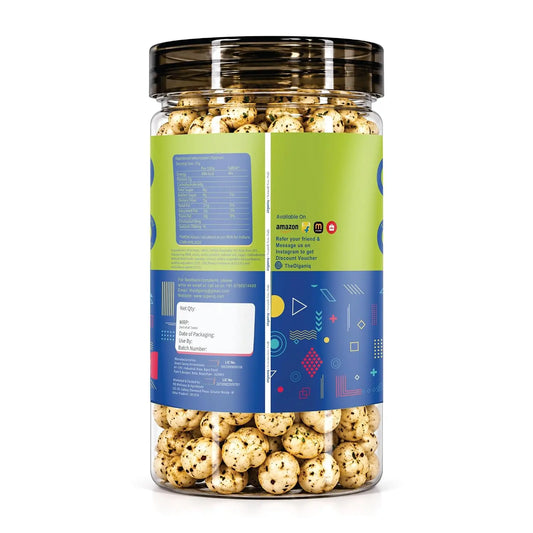 Olganiq Roasted Flavoured Makhana 80gm Jar | Cream & Onion Roasted Makhana | Namkeen Snacks & Snacks | Healthy Snack | Cholesterol Free | Gluten Free | Rich In Protein Fiber