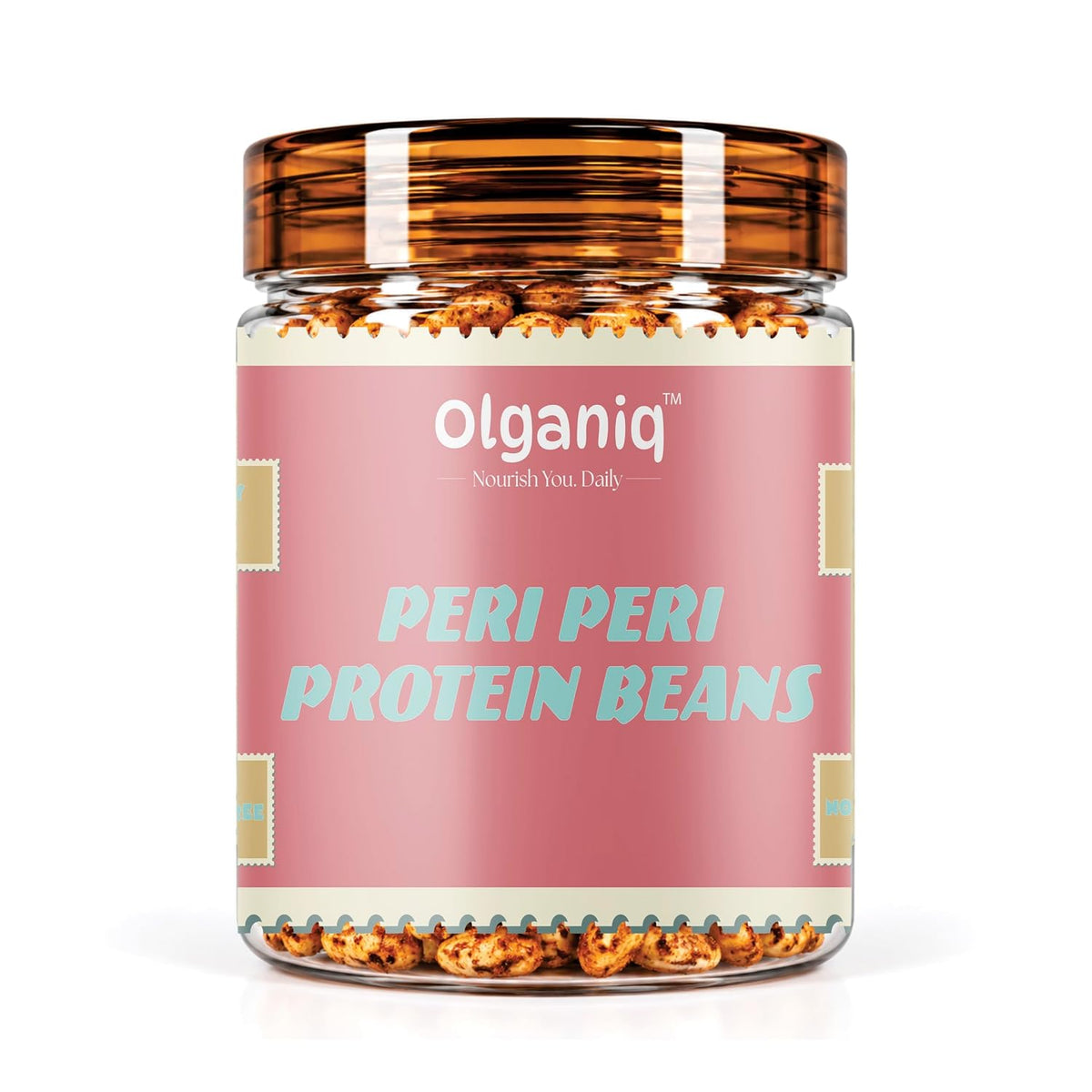 Olganiq Peri Peri Protein Beans (200gm) | Soyabean & Edamame Snack | Roasted | High in Protein and Fibre | Easy Digestive Olganiq