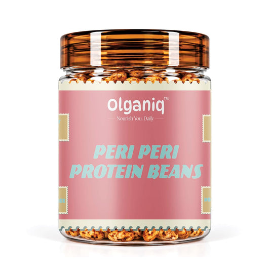 Olganiq Peri Peri Protein Beans (200gm) | Soyabean & Edamame Snack | Roasted | High in Protein and Fibre | Easy Digestive Olganiq