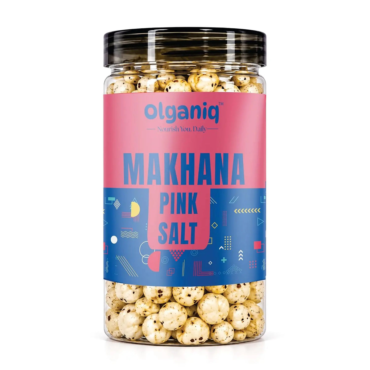 Olganiq Roasted Makhana Pink Salt & Pepper, 80gm | Healthy & Crunchy Snack | Gluten Free, Low Calorie, Protein Rich | Ready to Eat
