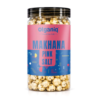 Olganiq Roasted Makhana Pink Salt & Pepper, 80gm | Healthy & Crunchy Snack | Gluten Free, Low Calorie, Protein Rich | Ready to Eat