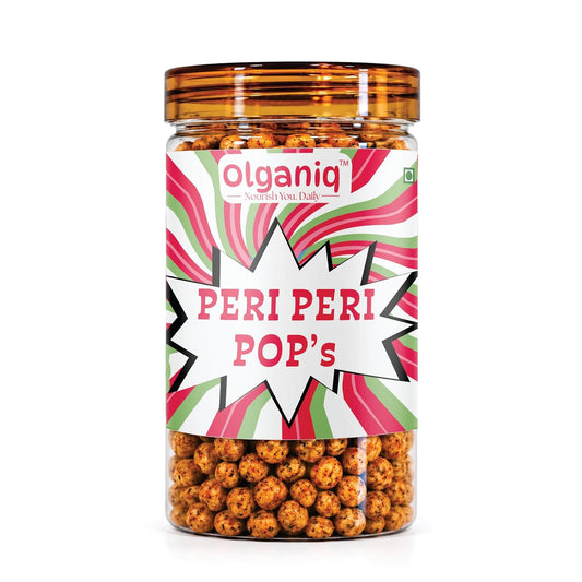 Olganiq Peri Peri Pop's Spicy Roasted Soya Snack | Healthy Snack | Protein 43gm/100 | No Palm Oil | Roasted Olganiq