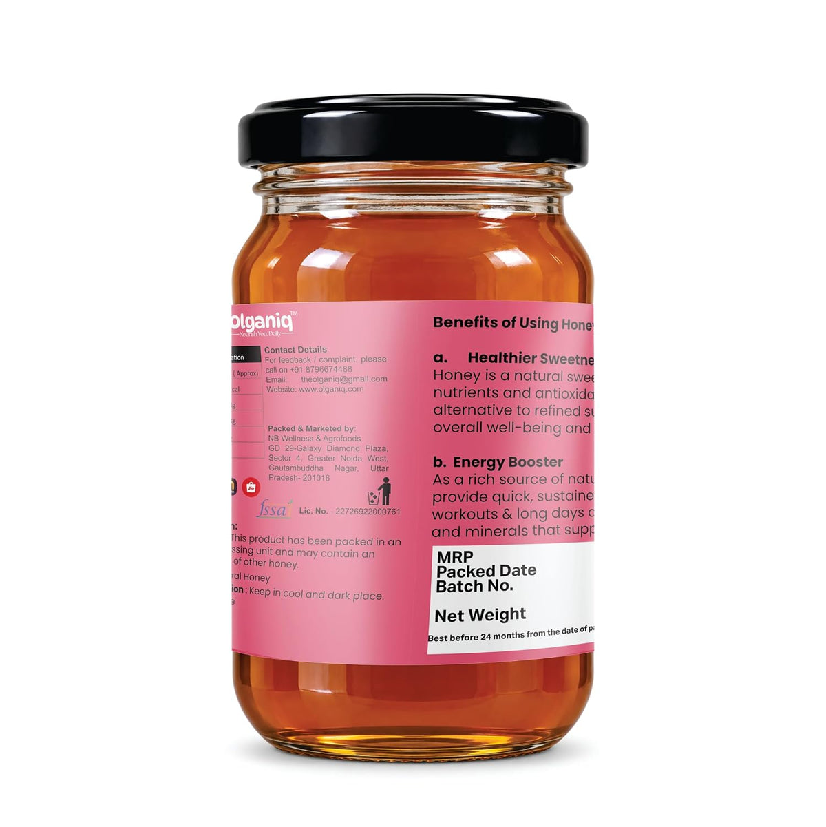 Olganiq Acacia Honey, Raw and Unprocessed | Natural Taste | No Sugar & No Preservative | Smell of Kashmiri Flowers Olganiq