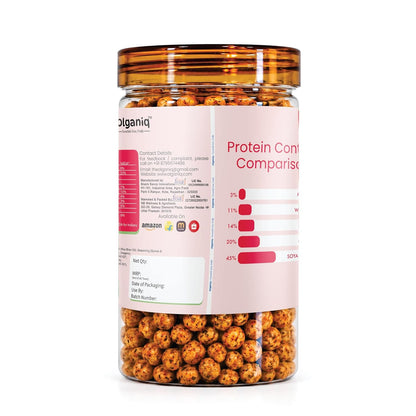 Olganiq Peri Peri Pop's Spicy Roasted Soya Snack | Healthy Snack | Protein 43gm/100 | No Palm Oil | Roasted Olganiq