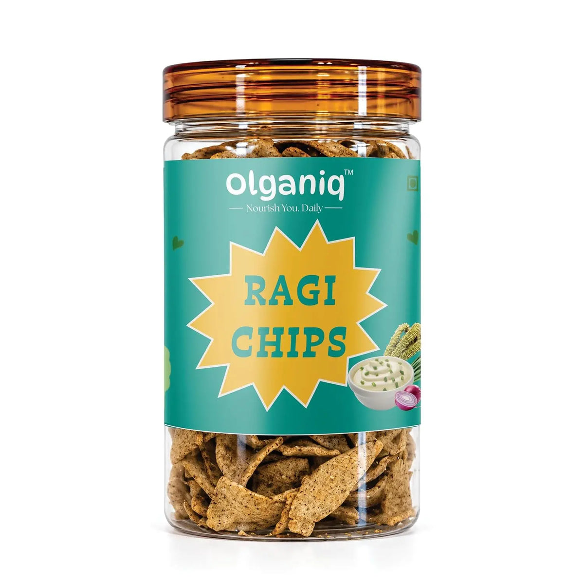 Olganiq Ragi Chips 120g | Light & Crispy Chips, High protein | Natural ingredients, Vegan, Gluten Free, No Palm Oil, No Artificial Preservatives, Trans Fat Free, Low Calorie