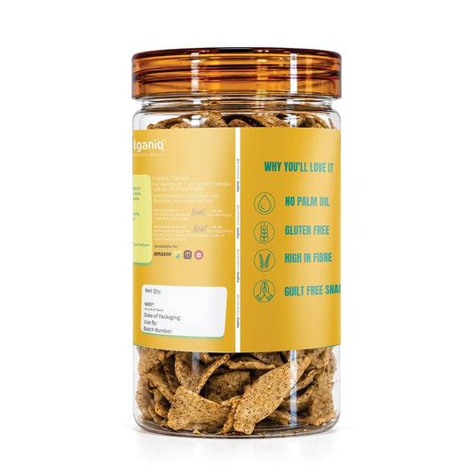 Olganiq Ragi Chips 120g | Light & Crispy Chips, High protein | Natural ingredients, Vegan, Gluten Free, No Palm Oil, No Artificial Preservatives, Trans Fat Free, Low Calorie